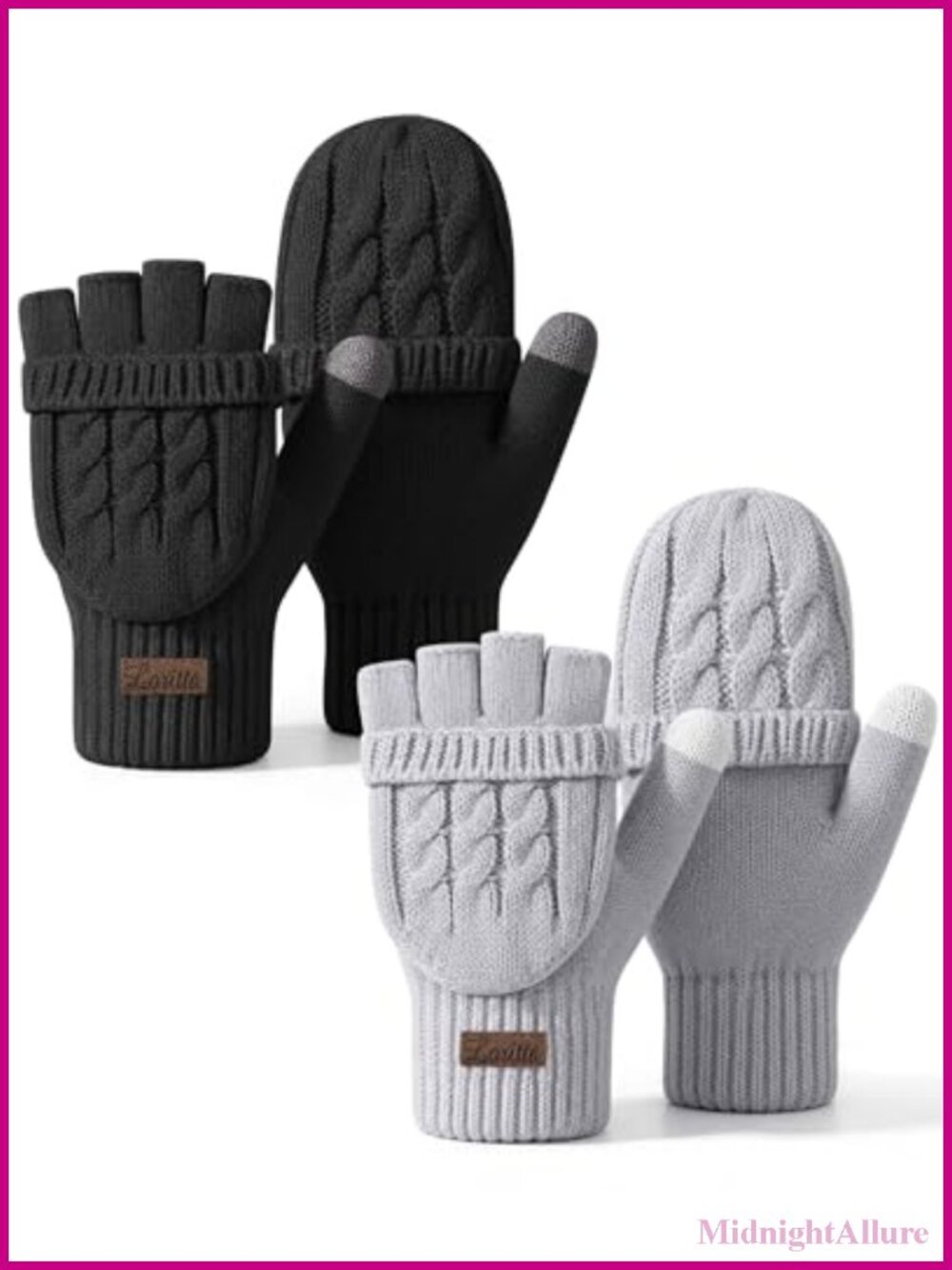 Loritta Acrylic Fingerless Gloves Convertible Winter Mittens Women